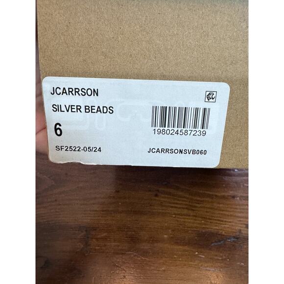 Steve Madden JCarrson Open Toe Formal Ankle Strap Silver Beads Sz 6 NIB $60 - Picture 13 of 16